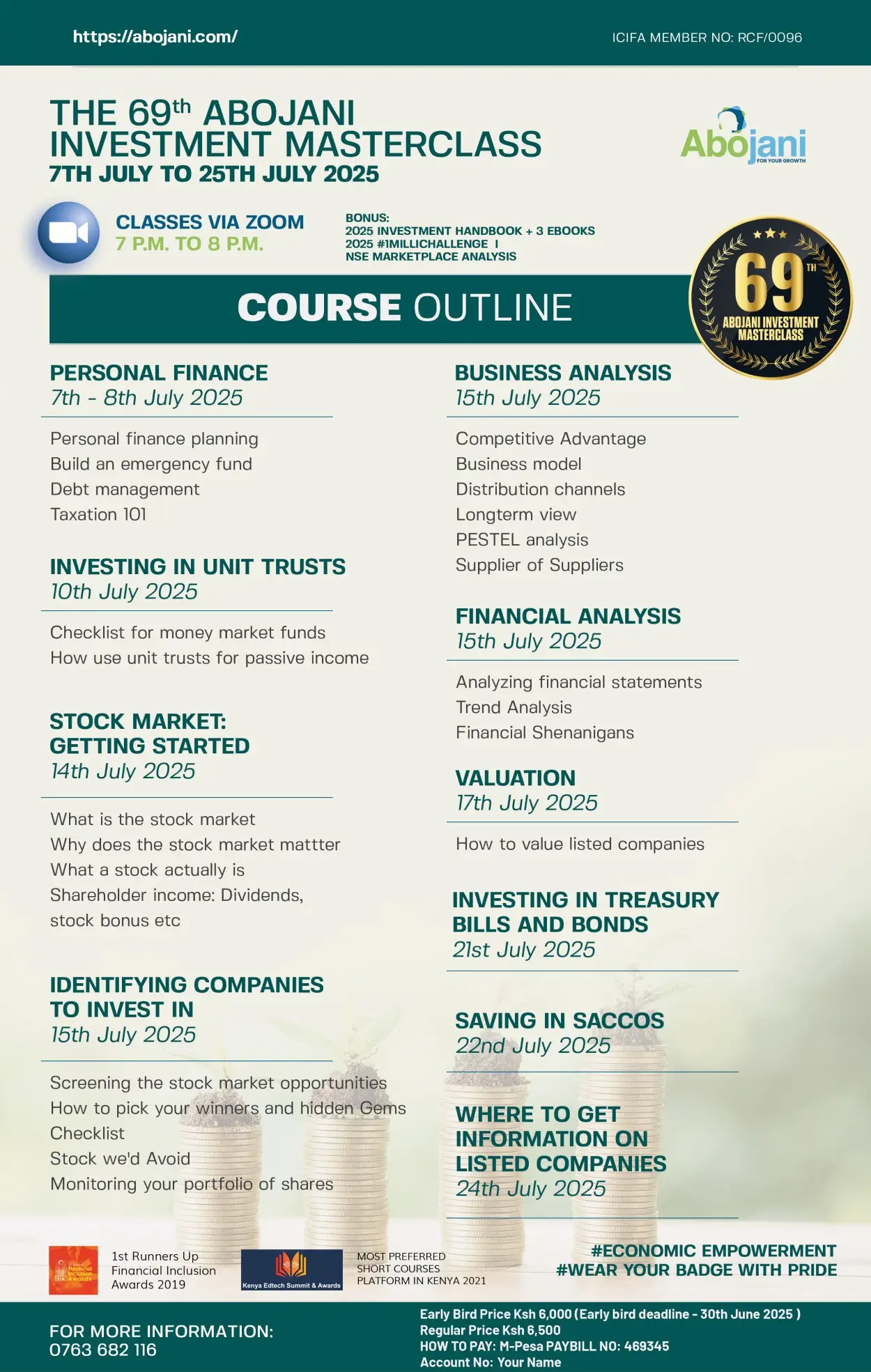 Course Outline - The 69th Abojani Personal Finance and Investment Masterclass Register July 2025 - Early Bird Price