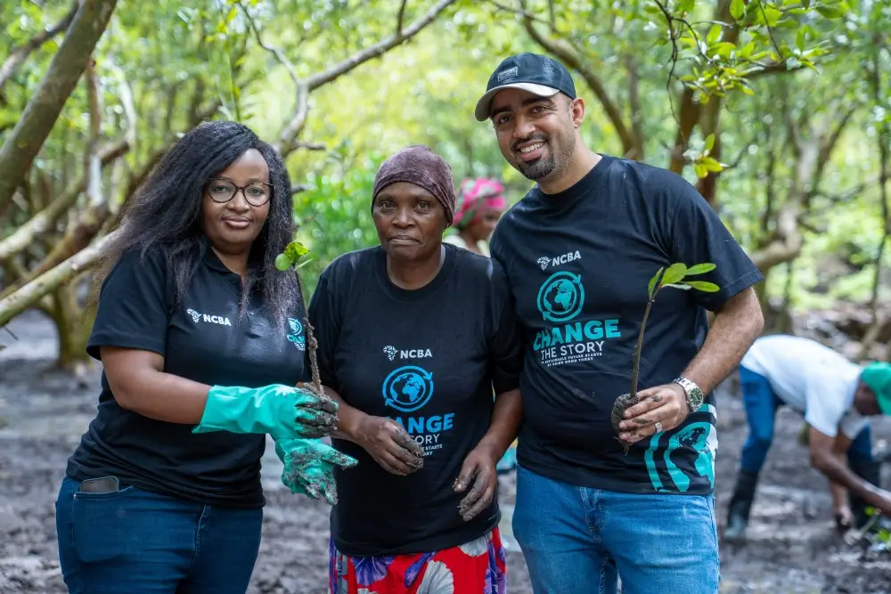 NCBA Group, in partnership with Boreka Group, Kenya Forest Service, Kwale County Government, NEMA, and local communities, planted 3,000 mangroves