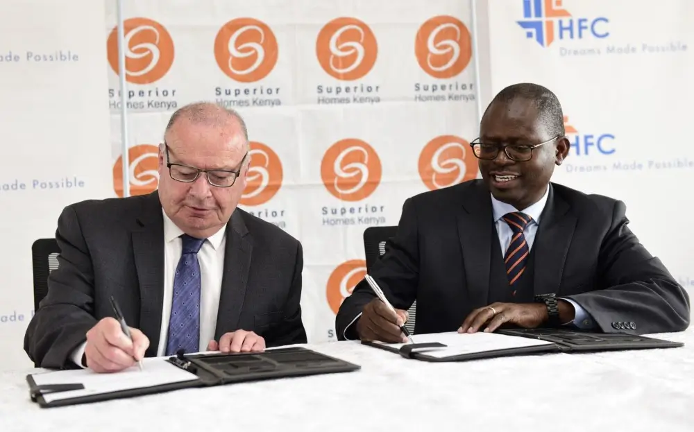 Superior Homes Kenya signed a deal with HF Group to offer mortgages at a low 9.5percent interest rate, with up to 20 years repayment and fast approvals