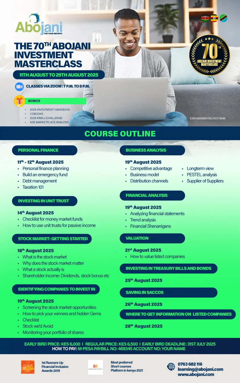 Course Outline - The 70th Abojani Personal Finance and Investment Masterclass Register August 2025, Early Bird Price