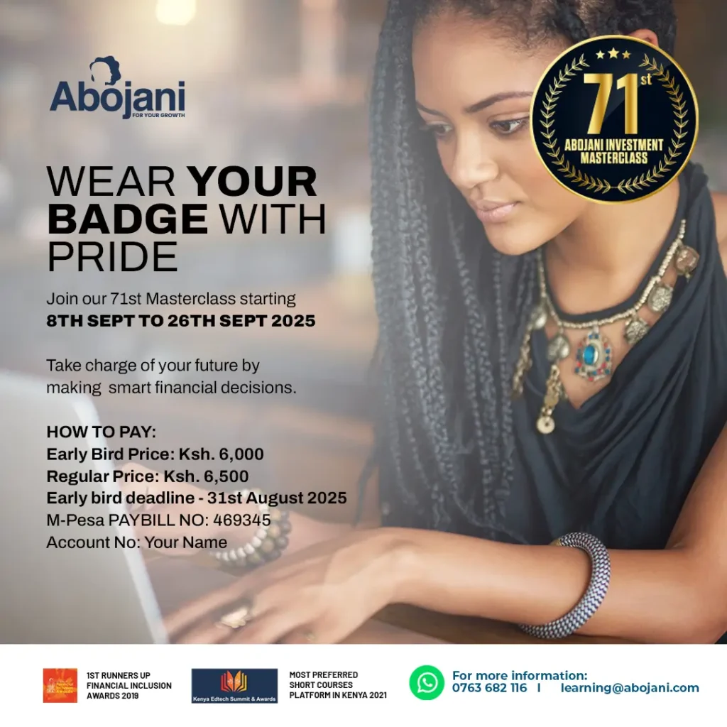 And lastly, if you missed our August Masterclass, join @TheAbojani's 71st masterclass to learn about personal finance, the stock market, Saccos, MMF, bonds, and much more from 8th to 26th Sep 2025
