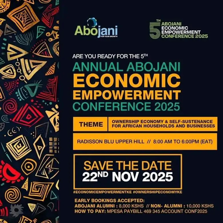 The 5th Annual Abojani Economic Empowerment Conference is happening on Saturday, November 22, 2025, at the Radisson Blu Hotel in Upper Hill, Nairobi
