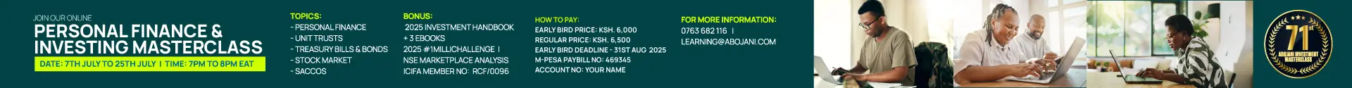 The 71st Personal Finance and Investing Masterclass with Abojani Investment Early Bird Price