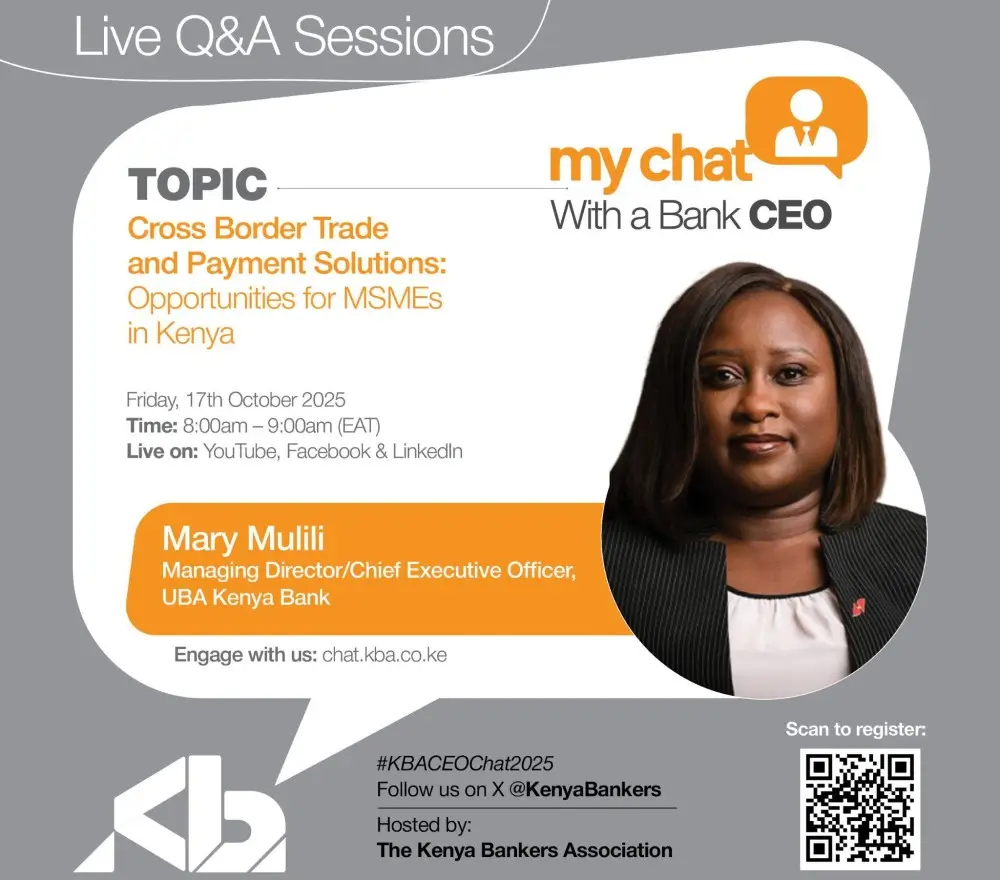 Upcoming Events Later in the week, KBA will host CEOChat with Mary Mulili, MD & CEO of UBA Kenya, on Friday, October 17, 2025 1000 a.m –1100 a.m. EAT