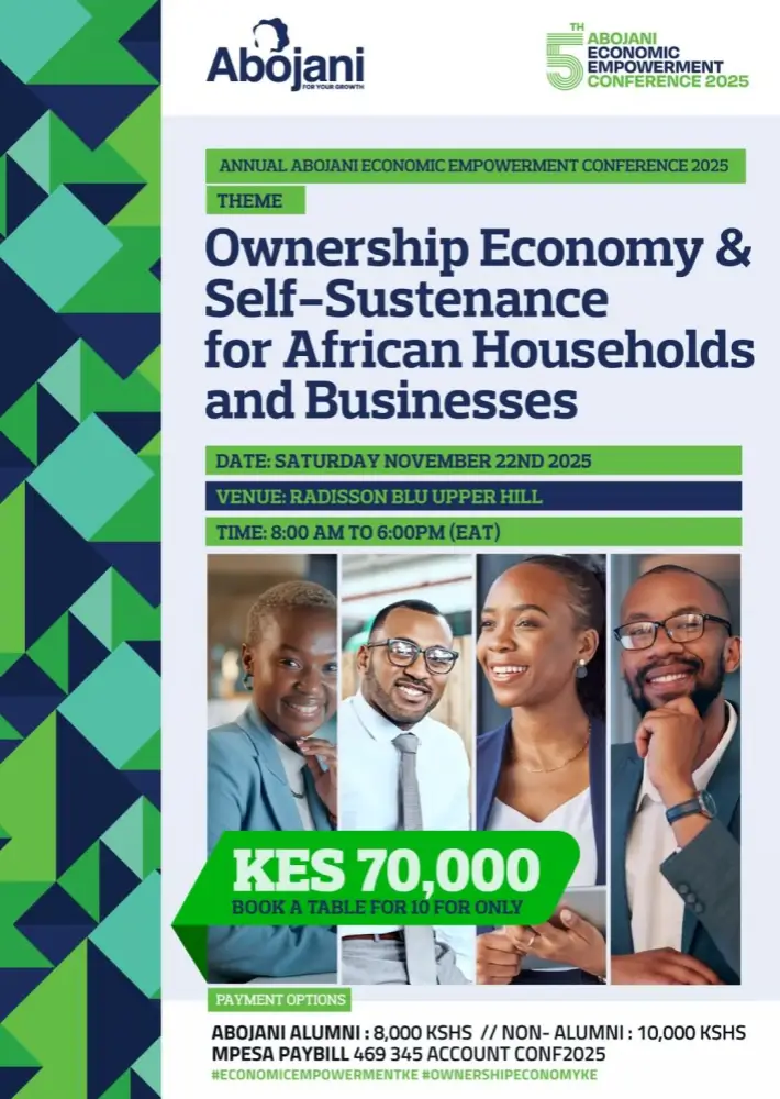 Book a Table for 10 at The 5th Abojani Economic Empowerment Conference will focus on Ownership Economy & Self-Sustenance for African Households and Businesses.