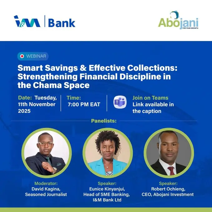 In partnership with I&M Bank, we hosted a webinar for the chama sector focusing on financial discipline, smart saving, and effective collection strategies