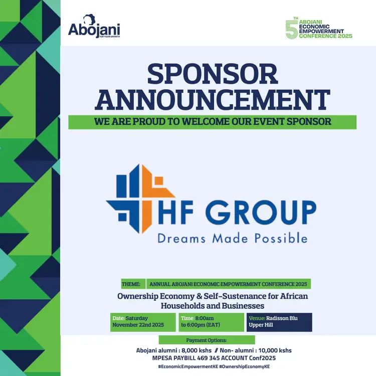 We are pleased to announce that HF Group and CIC Asset Management have joined the list of sponsors for the upcoming 5th Abojani Economic Empowerment Conference, strengthening support for financial