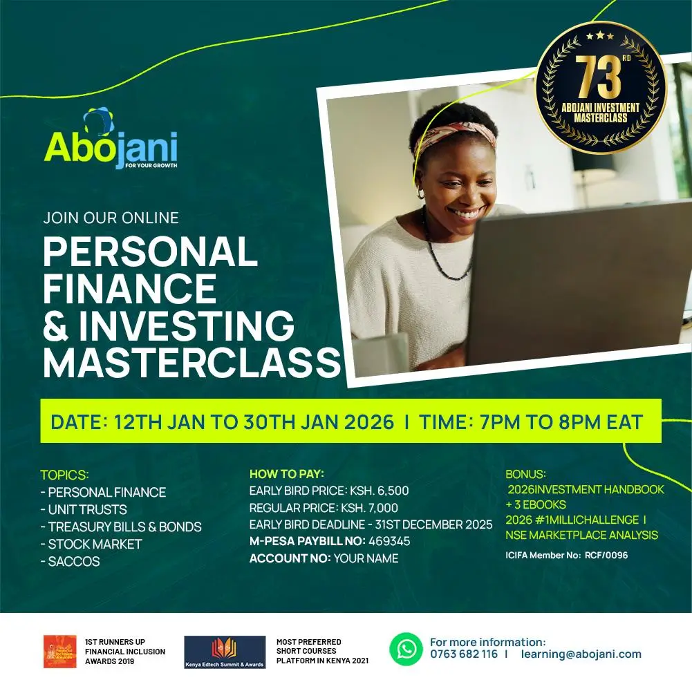 Join the 73rd edition of the Abojani Masterclass which will run from 12th to 30th January 2026, offering comprehensive learning on personal finance, stocks, unit trusts, treasury bills, bonds, and