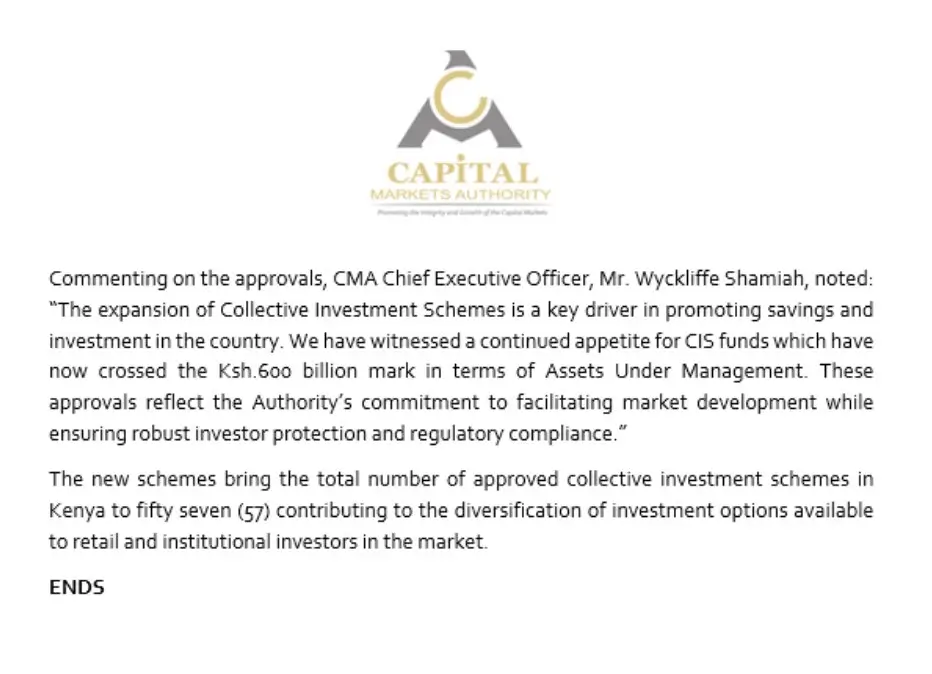 CMA Approves 8 New Collective Investment Schemes