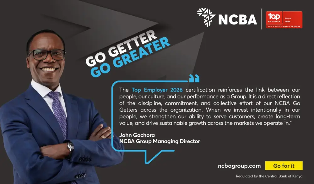 NCBA Group has been certified as a Top Employer for 2026 by the Top Employers Institute.