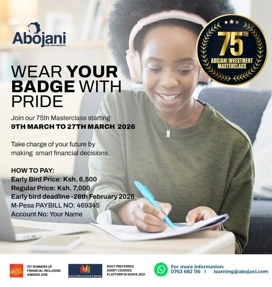 Register and Wear Your Badge with Pride 75th Edition of the Abojani Masterclass Early Bird Price March 2026 from 9th to 27th at 7pm East African Time