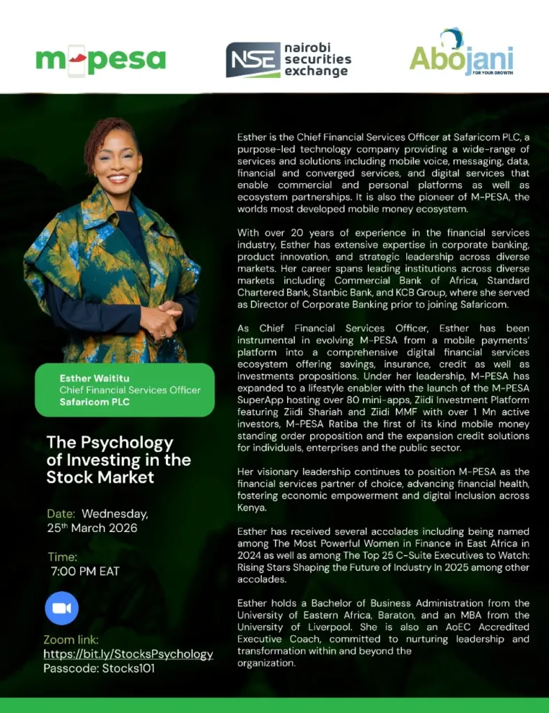 The Psychology of Investing in the Stock Market Esther Waititu Chief Financial Officer Safaricom PLC