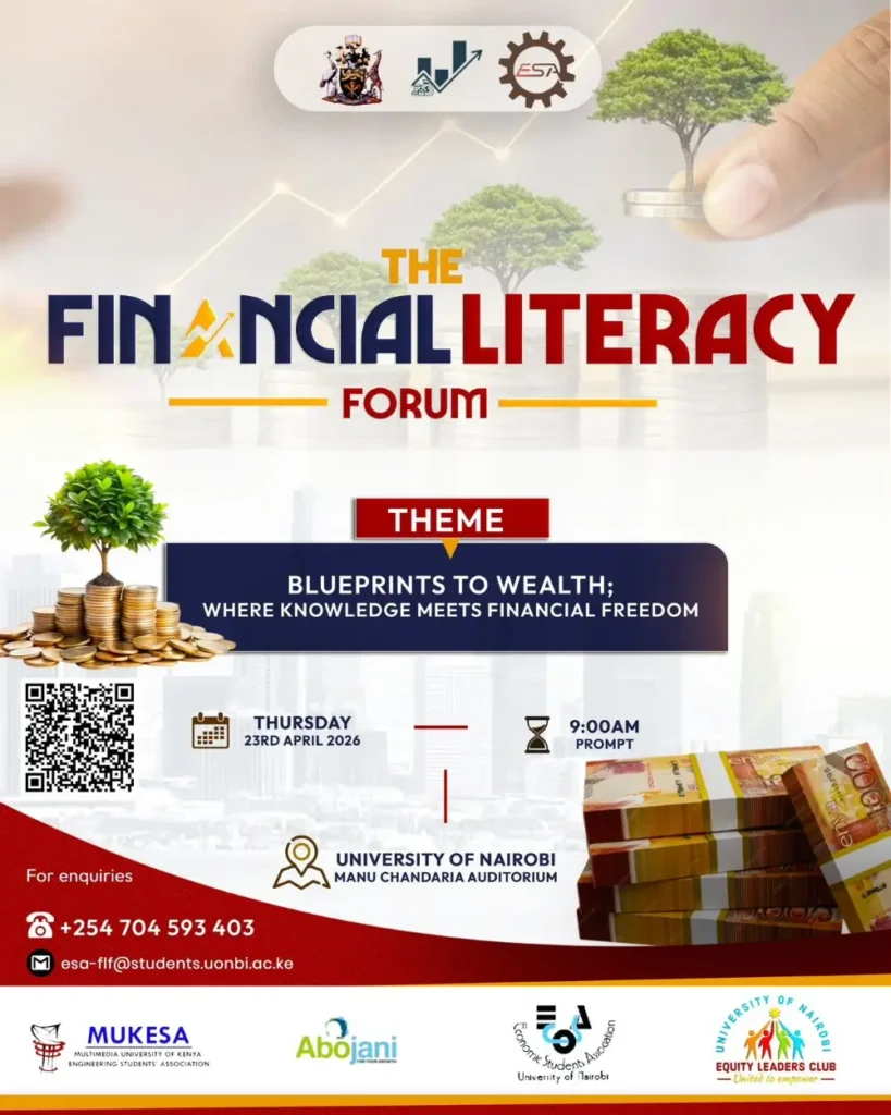 We will be participating in the upcoming financial literacy forum at the University of Nairobi themed “Blueprints to Wealth Where Knowledge Meets Financial Freedom