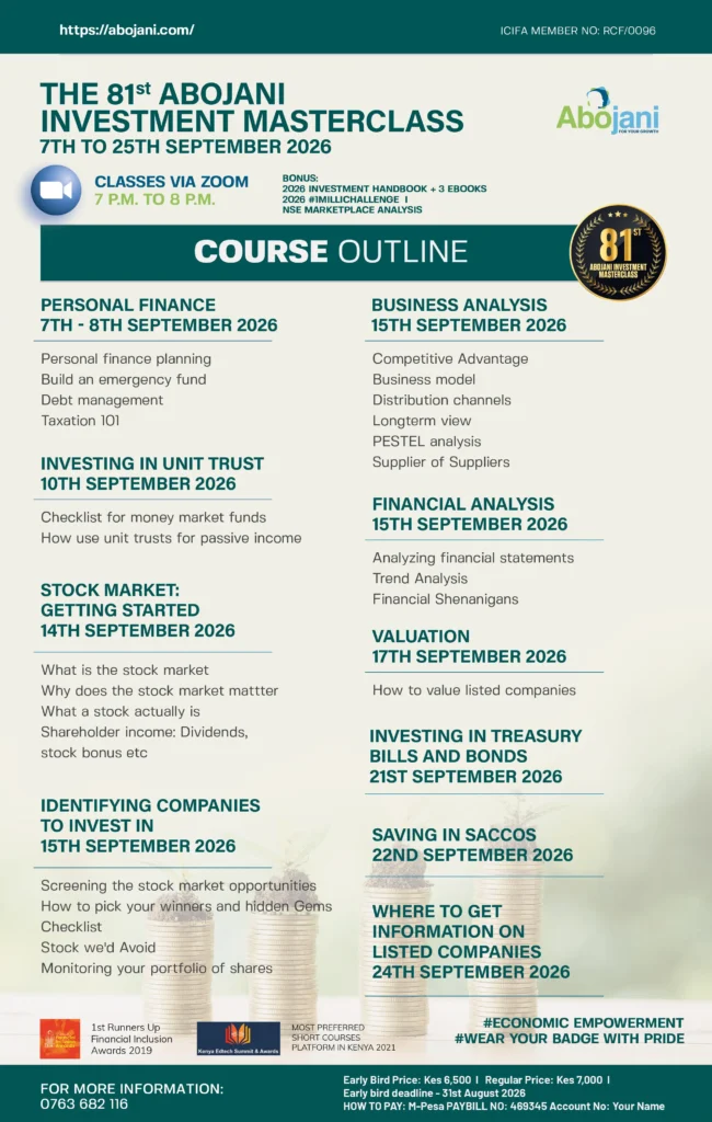 Abojani Finance Masterclass Course Outline for The 81st Abojani Personal Finance and Investment Masterclass Register for Personal Finance Training Program Early Bird Price