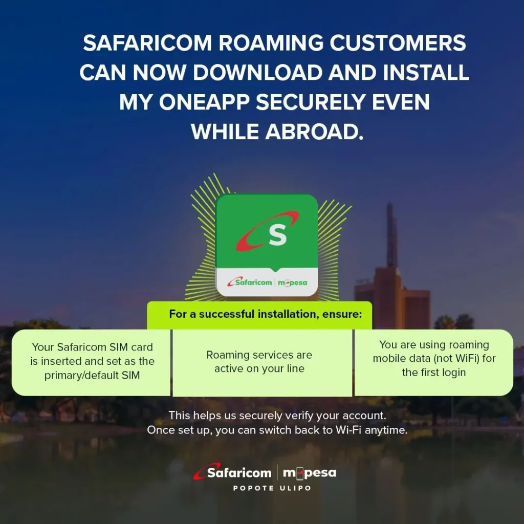 Safaricom Roaming Customers can Now Download and Install My OneApp Securely Even while Abroad