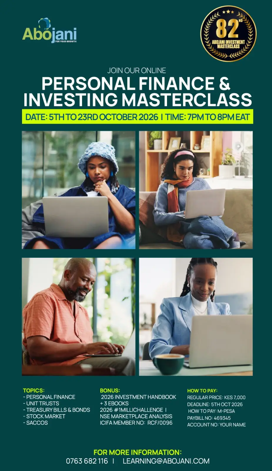 Mobile Banner Enroll for Personal Finance Training Programme with Abojani Finance Masterclass