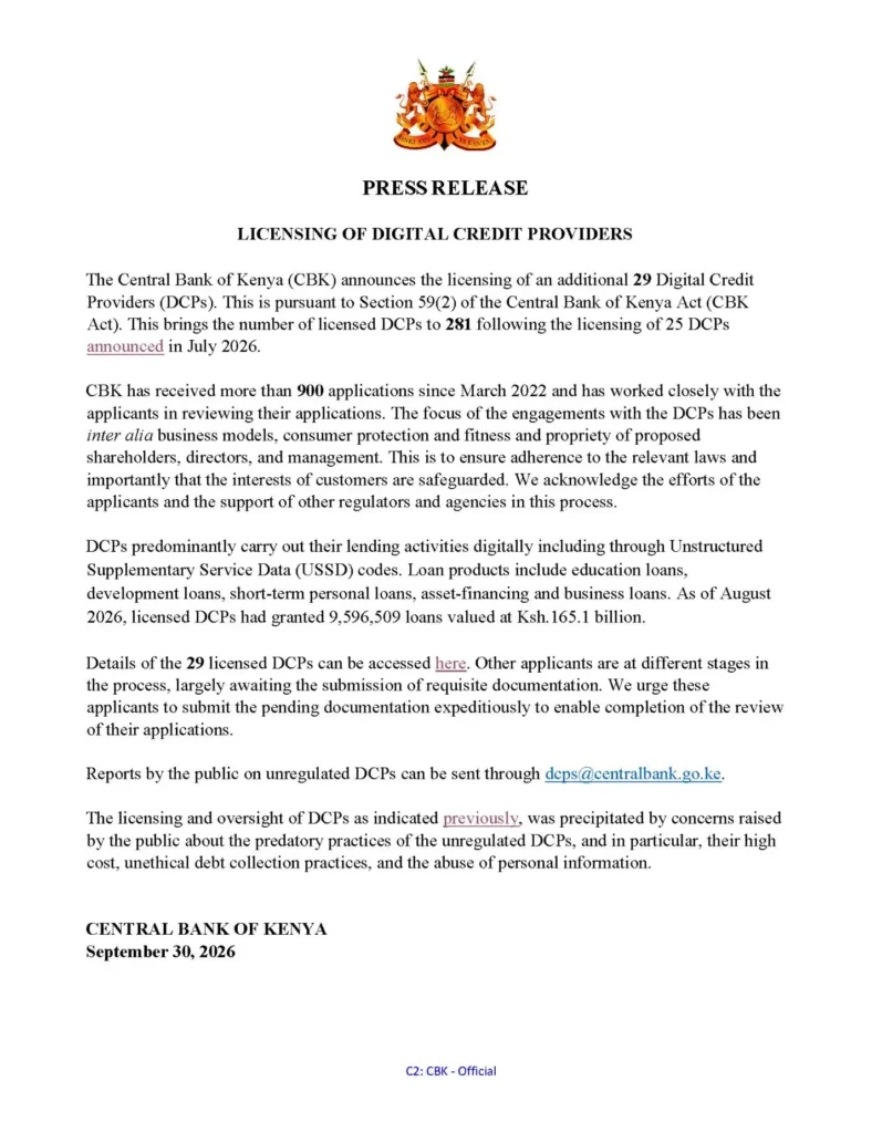 CBK Licenses 29 More Digital Credit Providers